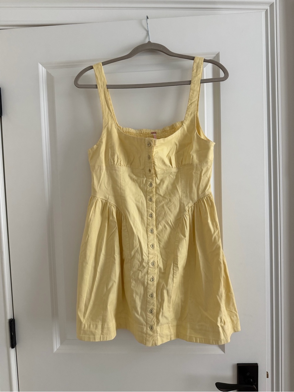 Free People Yellow Button-Front Mini Dress